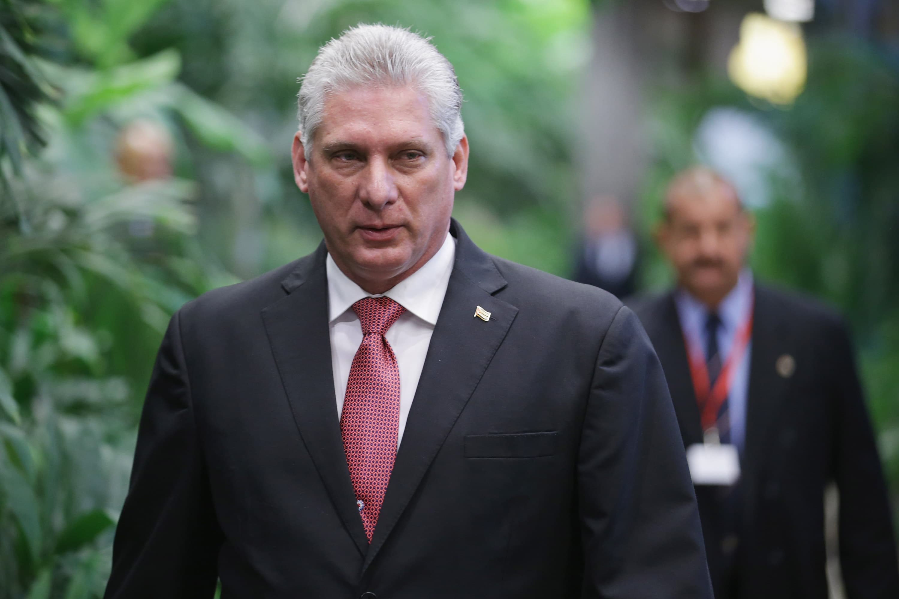 Miguel Díaz-Canel speaking at a lectern